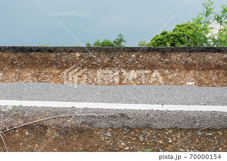 Asphalt surface on the street was demolished due to poor construction. Asphalt surface on the street was demolished due to poor construction. 70000154