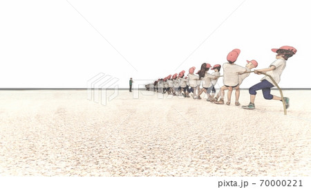 学校 運動会 綱引き 観客無し 建物無し イラスト51のイラスト素材