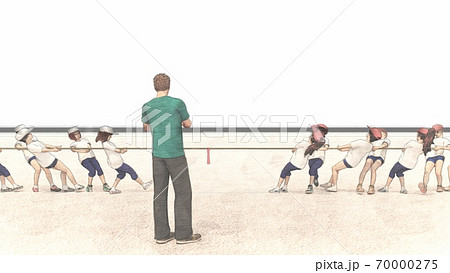 学校 運動会 綱引き 観客無し 建物無し イラスト42のイラスト素材