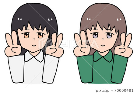 Vサインの女の子セット 70000481