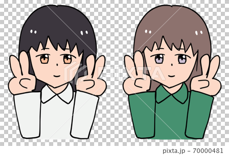 Vサインの女の子セット 70000481