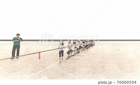学校 運動会 綱引き 観客無し 建物無し イラスト7のイラスト素材