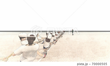 学校　運動会　綱引き　観客無し　建物無し　イラスト4 70000505