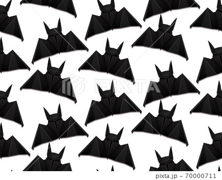 Seamless pattern with 3d illustration of origami bat on white background. Halloween. 70000711