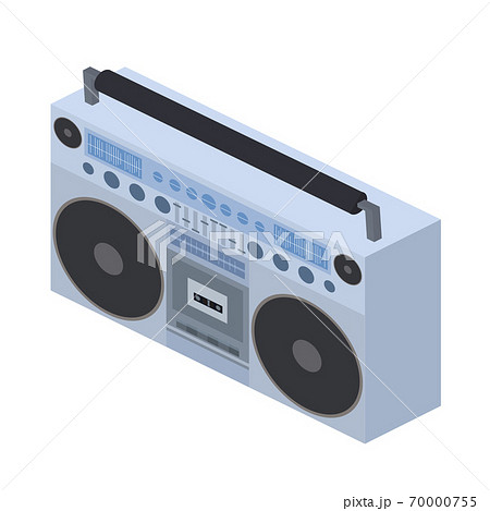 Vector isometric flat illustration Boombox. Cassette recorder. Vector isometric flat illustration Boombox. Cassette recorder. 70000755