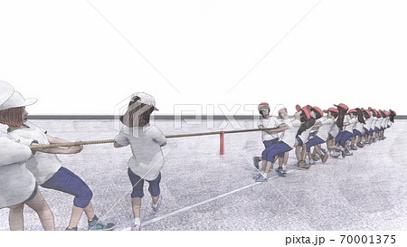 学校 運動会 綱引き 観客無し 建物無し イラスト66のイラスト素材