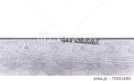学校　運動会　綱引き　観客無し　建物無し　イラスト16 70001680