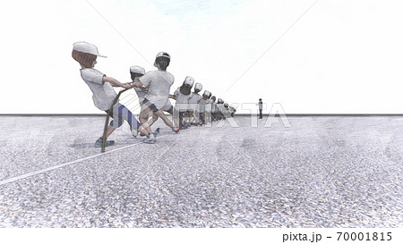 学校 運動会 綱引き 観客無し 建物無し イラスト1のイラスト素材