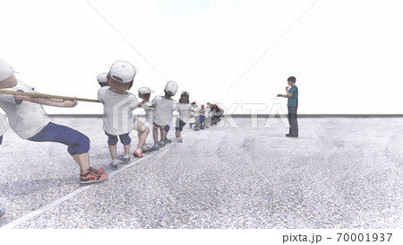 学校 運動会 綱引き 観客無し 建物無し イラスト3 学校 運動会 綱引き 観客無し 建物無し イラスト3 70001937