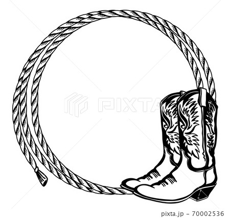 Cowboy rope frame with Cowboy boots. Vector illustration cowboy background for text 70002536