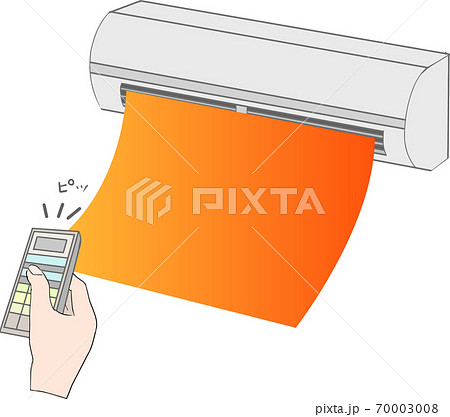 スイッチオンで暖房を出すシンプルなエアコンのイラストのイラスト素材 スイッチオンで暖房を出すシンプルなエアコンのイラストのイラスト素材