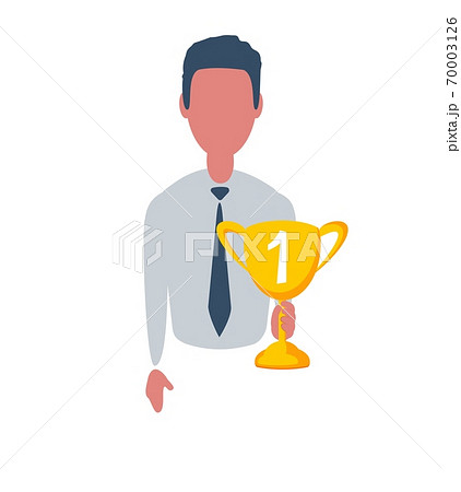 Businessman or clerk. Male character in trendy simple style with objects, flat vector illustration 70003126