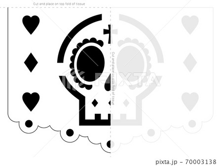 Papel picado stencil template. Dia de Muertos banner blueprint 70003138