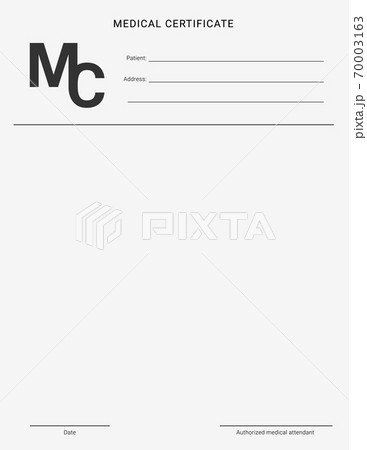 Medical certificate template. Blank form of a health examination results. 70003163