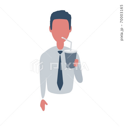 Businessman or clerk. Male character in trendy simple style with objects, flat vector illustration 70003165