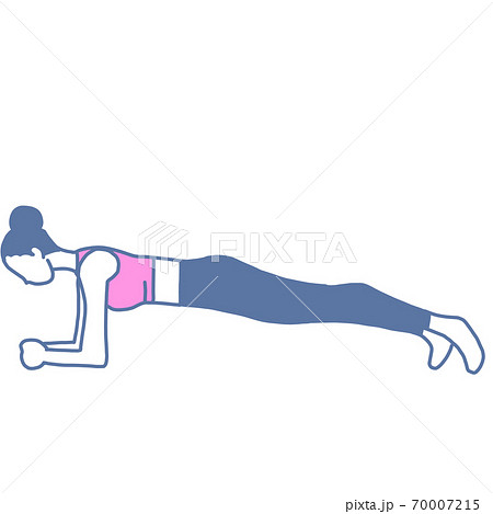 体幹トレーニングをする女性 プランクのイラスト素材