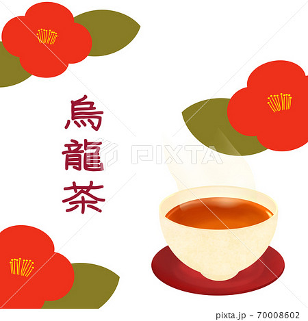 烏龍茶　冬椿　背景イラスト 70008602