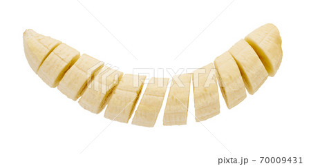 peeled bananas slice on a white isolated background 70009431