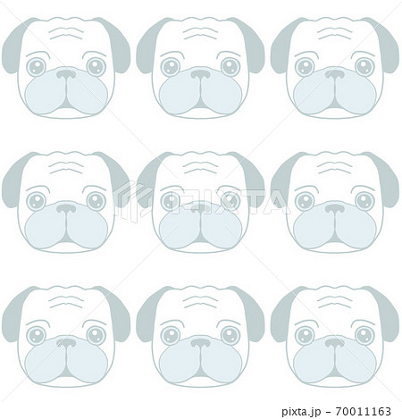 パターン パグ犬 白とグレー 3 3 のイラスト素材 パターン パグ犬 白とグレー 3 3 のイラスト素材