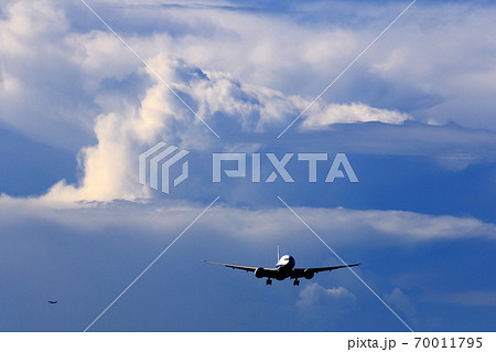 着陸態勢の旅客機 70011795