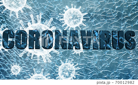 view of Corona virus under microscope on cracked glass, virus and producing vaccine. Corona virus outbreaking. view of Corona virus under microscope on cracked glass, virus and producing vaccine. Corona virus outbreaking. 70012982