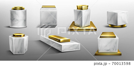 Pedestals from marble and gold for display product 70013598
