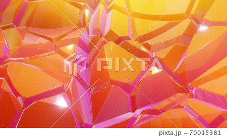 3d rendering. Festive abstract liquid red yellow color gradient background. Abstract wavy pattern on bright glossy surface. Creative backdrop 70015381