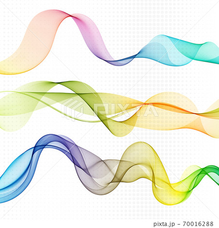 Set of abstract colourful wave isolated on white background. Vector illustration for modern business design. Cool element for presentation, card, flyer and brochure. 70016288