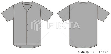 Short-sleeved baseball shirt / T-shirt template - Stock Illustration  [70016363] - PIXTA