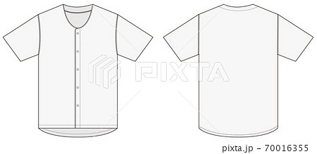 半袖 ベースボールシャツ Tシャツ テンプレートイラスト 白 ホワイト のイラスト素材