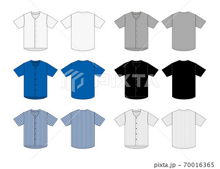 Short-sleeved baseball shirt / T-shirt template - Stock Illustration  [70016363] - PIXTA