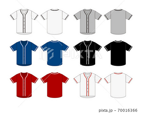 Short-sleeved baseball shirt / T-shirt template - Stock Illustration  [70016359] - PIXTA