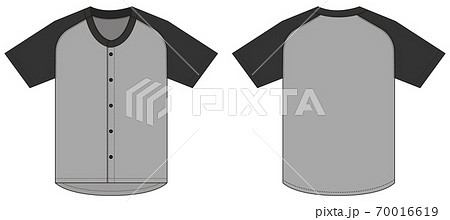 Short-sleeved baseball shirt / T-shirt template - Stock Illustration  [70016361] - PIXTA