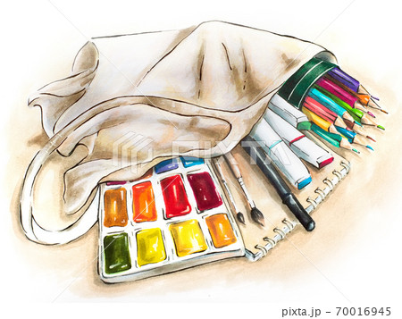 Art Shop with Painting Supplies Store Accessories and Tools for Drawing,  Artists and Designers on Flat Cartoon Hand Drawing Template Illustration  13680880 Vector Art at Vecteezy
