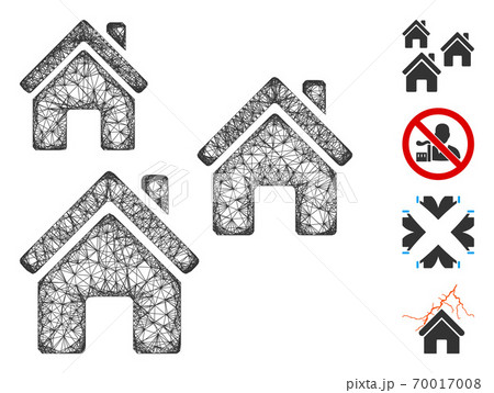 Village Buildings Web Vector Mesh Illustration Village Buildings Web Vector Mesh Illustration 70017008