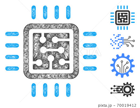 CPU Circuit Web Vector Mesh Illustration CPU Circuit Web Vector Mesh Illustration 70019412