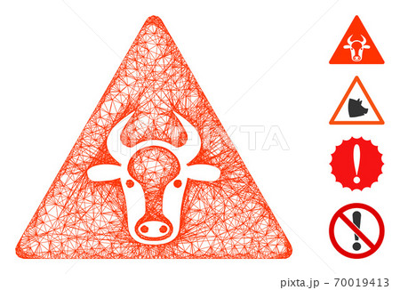 Cow Warning Web Vector Mesh Illustration Cow Warning Web Vector Mesh Illustration 70019413