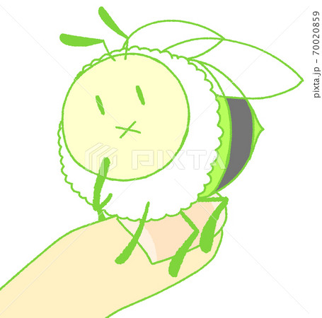 人に懐いたミツバチ 緑色 のイラスト素材