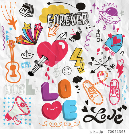 Love doodle drawing collection.Hand drawn vector doodle illustrations in colorful cartoon style. Love doodle drawing collection.Hand drawn vector doodle illustrations in colorful cartoon style. 70021363