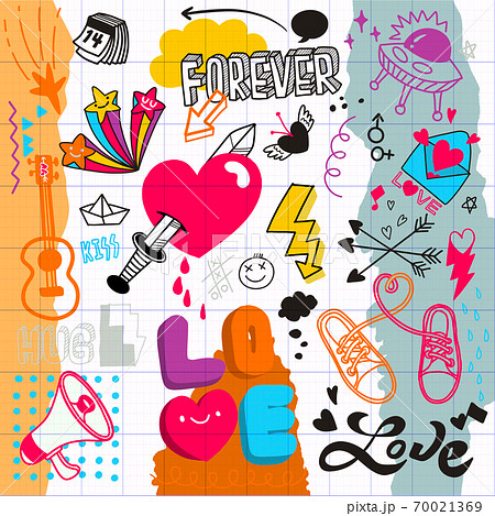 Love doodle drawing collection.Hand drawn vector doodle illustrations in colorful cartoon style. Love doodle drawing collection.Hand drawn vector doodle illustrations in colorful cartoon style. 70021369