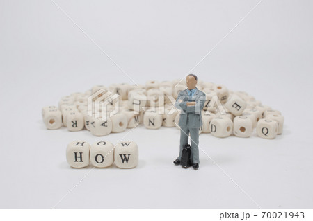 a word how on wooden cube block with figure a word how on wooden cube block with figure 70021943