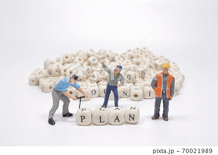 a word plan on wooden cube block with figure a word plan on wooden cube block with figure 70021989