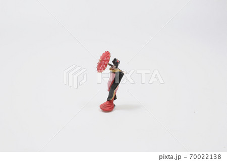 a Geisha with umbrella on the white back ground 70022138