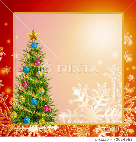 クリスマス背景 クリスマスツリー イルミネーション 雪の結晶のイラスト素材