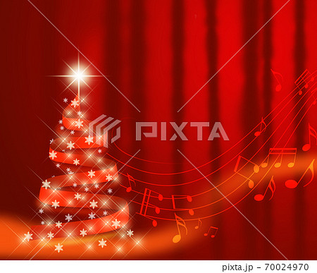 クリスマス背景 クリスマスツリー イルミネーション 雪の結晶のイラスト素材