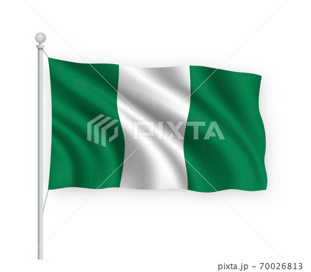 3d waving flag Nigeria Isolated on white background. 3d waving flag Nigeria Isolated on white background. 70026813