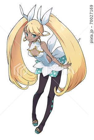 Anime Picture Girl Standing Picture With Closed Stock Illustration