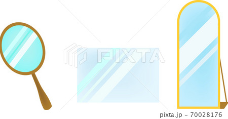 手鏡と普通の鏡のイラストセットのイラスト素材
