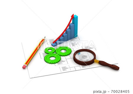 Flow Chart with gears and graph Flow Chart with gears and graph 70028405