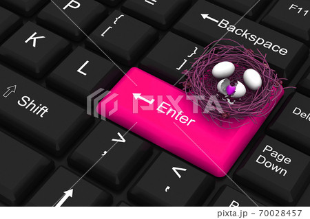 Enter key with pink heart from broken egg Enter key with pink heart from broken egg 70028457